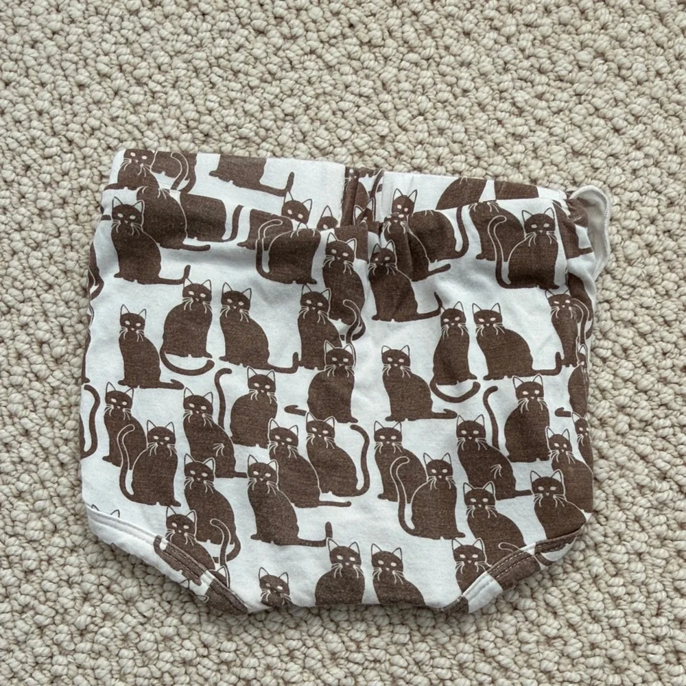 kate quinn White and Brown Cat Print Diaper Cover